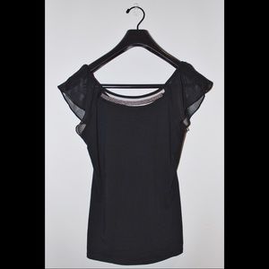 Express Beaded Neckline Chiffon Short Sleeve Top